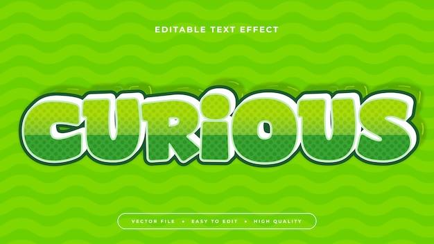 Verde blanco curioso estilo de fuente de efecto de texto 3D editable