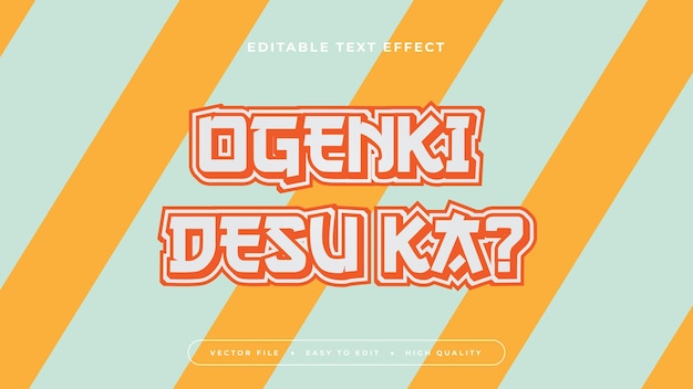Verde blanco y naranja ogenki desuka 3d efecto de texto editable estilo de fuente Japón efecto de texto japonés