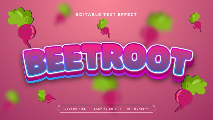 Vector verde blanco y púrpura remolacha violeta estilo de fuente de efecto de texto editable en 3d