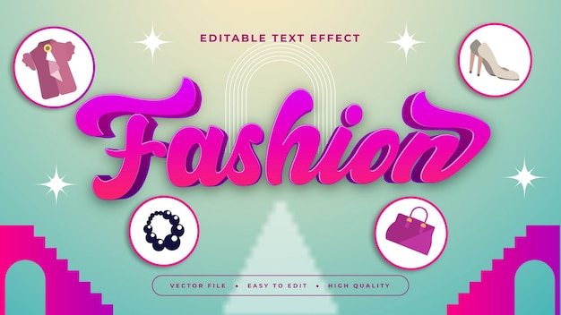 Verde blanco y púrpura violeta moda estilo de fuente de efecto de texto editable en 3D