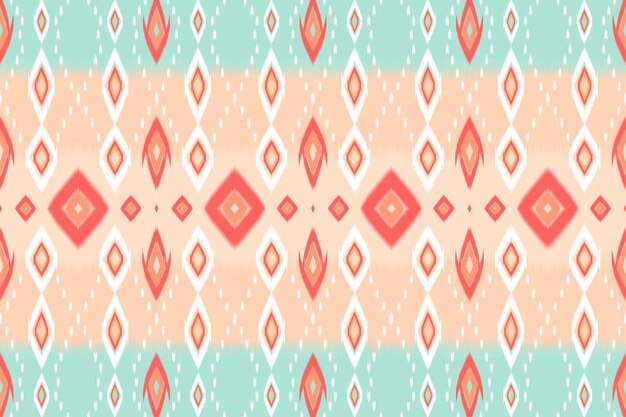 Verde menta naranja pastel étnico geométrico oriental ikat diseño tradicional sin costuras para fondo alfombra papel pintado telón de fondo ropa envoltura batik tela bordado estilo vector