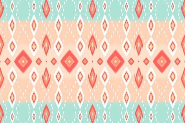 Vector verde menta naranja pastel étnico geométrico oriental ikat diseño tradicional sin costuras para fondo alfombra papel pintado telón de fondo ropa envoltura batik tela bordado estilo vector