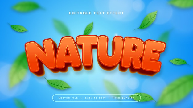 Verde naranja y azul naturaleza 3d estilo de fuente de efecto de texto editable