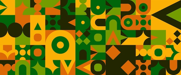 Verde naranja y negro vector sencillo y minimalista banderas de mosaico plano con formas minimalismo abstracto plano para fondo cartel volante bandera portada de invitación para informe de catálogo de libros