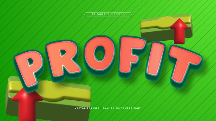 Vector verde y rojo beneficio estilo de fuente de efecto de texto 3d editable