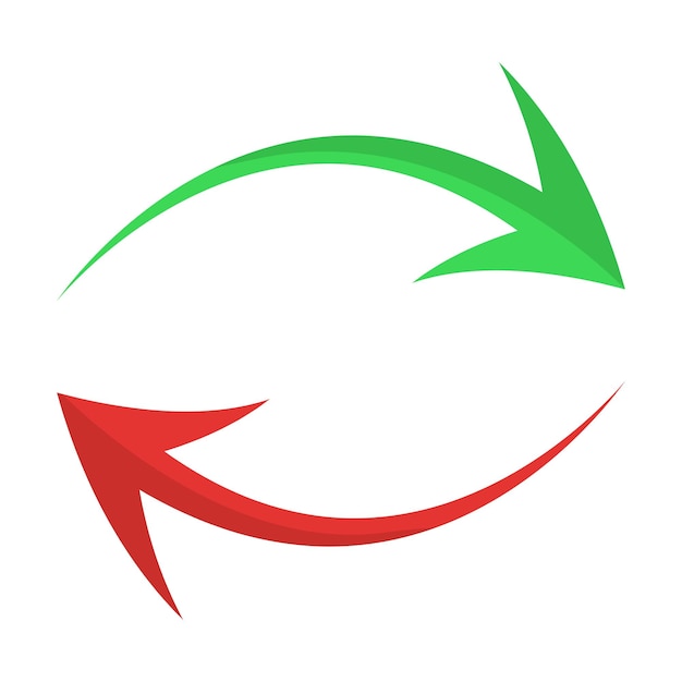 Vector verde y rojo flechas curvas en forma de ilustración vectorial de reciclaje