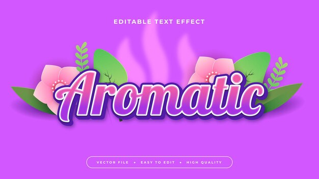 Verde rosa y púrpura violeta aromático estilo de fuente de efecto de texto editable en 3D