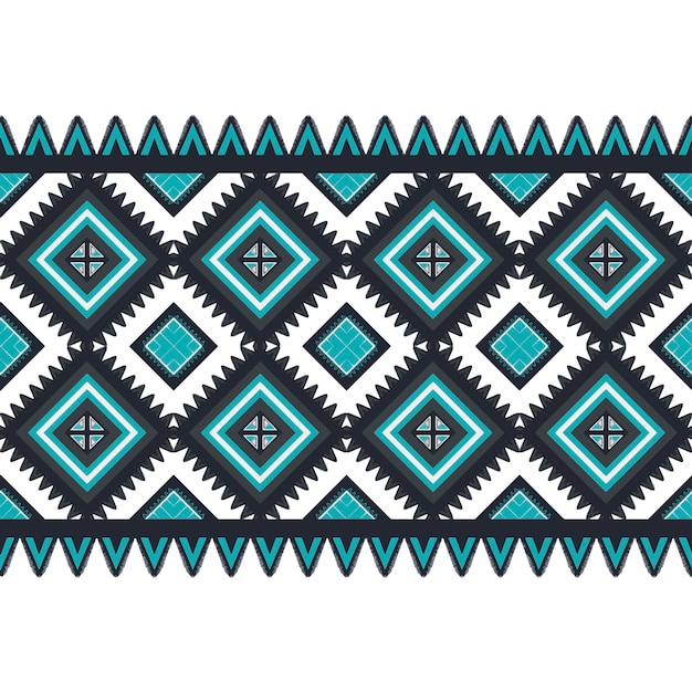 Verde teal negro geométrico étnico oriental patrón tradicional diseño para fondo alfombra papel tapiz ropa envoltura batik tela vector ilustración bordado estilo