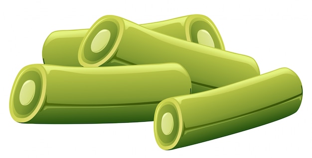 Verdura verde cortada en cuatro pedazos