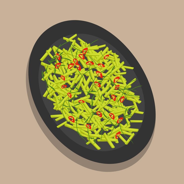 Vector verduras de la cocina nacional china con pimiento rojo ilustración vectorial
