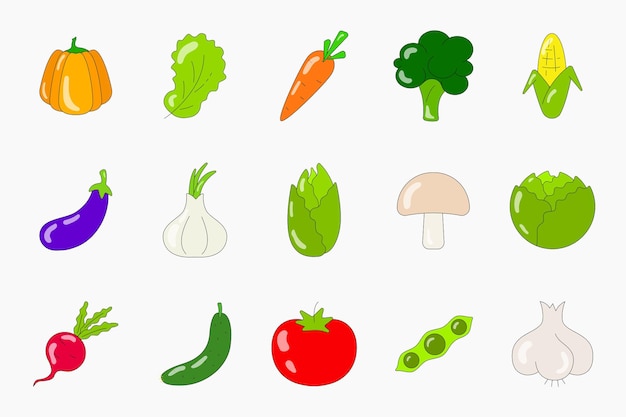 Verduras de color plano Vector icono para el concepto de alimentos