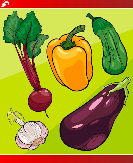 Vector verduras conjunto ilustración de dibujos animados