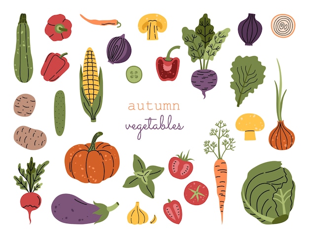 Verduras de cosecha de otoño grande