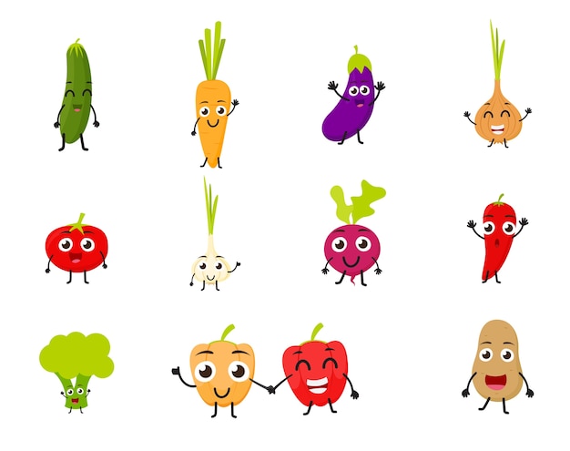 Verduras divertidas de dibujos animados