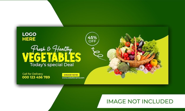 Vector verduras frescas y saludables y comestibles redes sociales y portada de facebook
