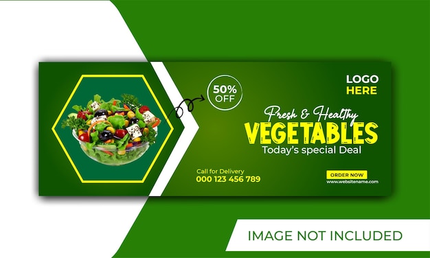 Vector verduras frescas y saludables y comestibles redes sociales y portada de facebook