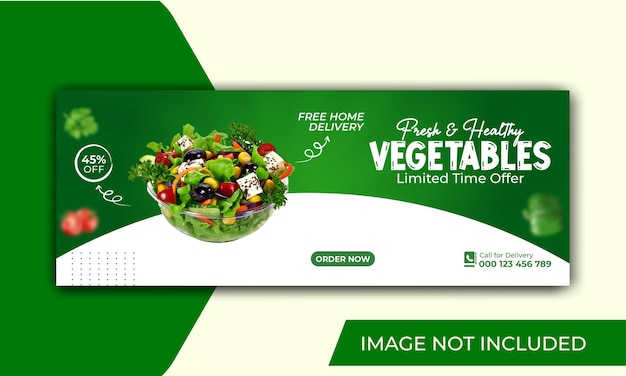 Verduras frescas y saludables y comestibles redes sociales y portada de facebook