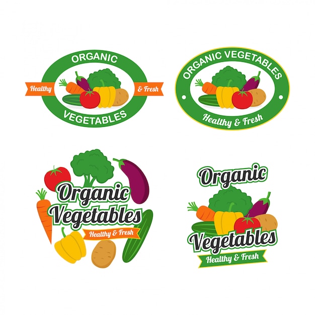 Vector verduras orgánicas frescas logo design vector