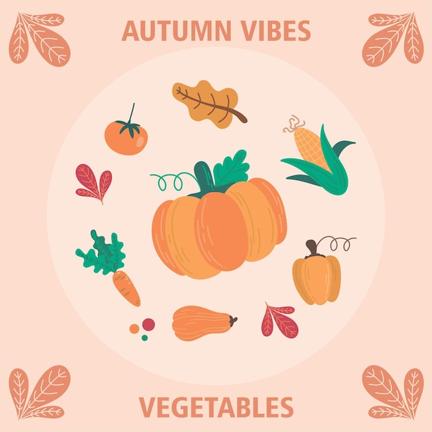 Vector verduras en temporada de otoño