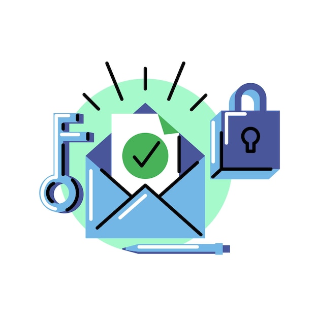Verificacion de email. Icono de vector en estilo de línea negrita