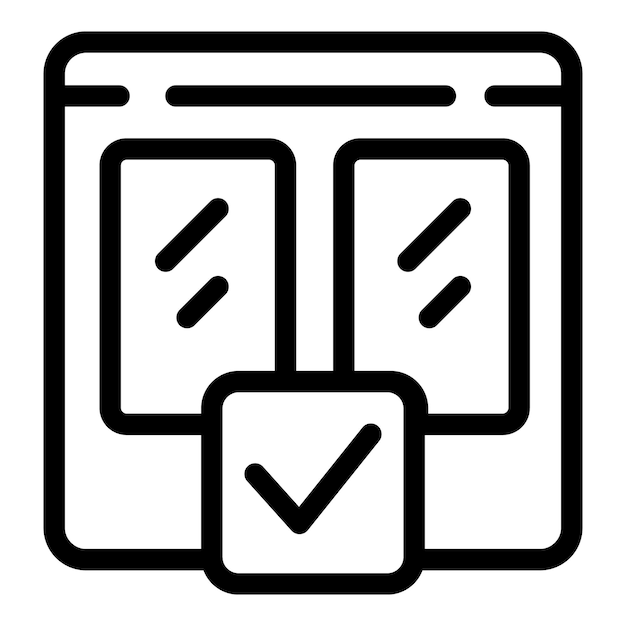 Verificación del icono de la interfaz de línea plana del navegador web