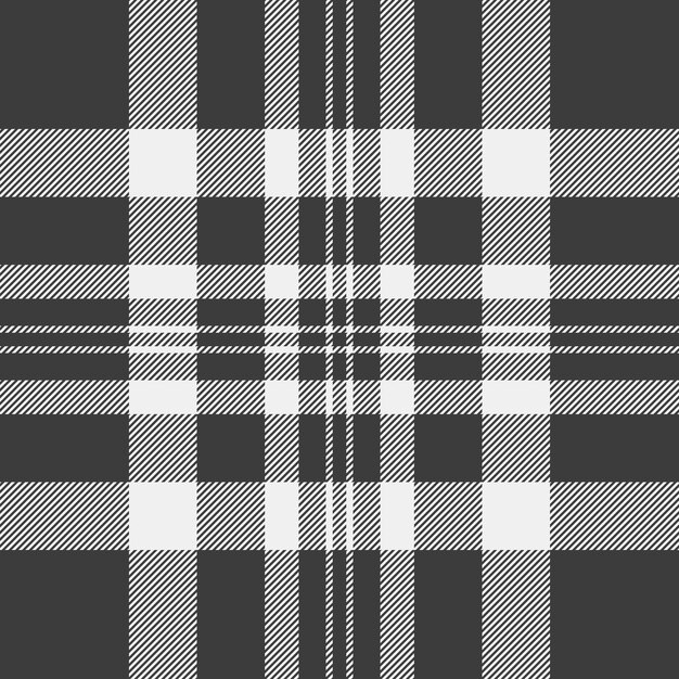 Verificación de la textura sin costura de placas de tartan textil con un patrón de fondo vectorial de tela en colores gris y blanco