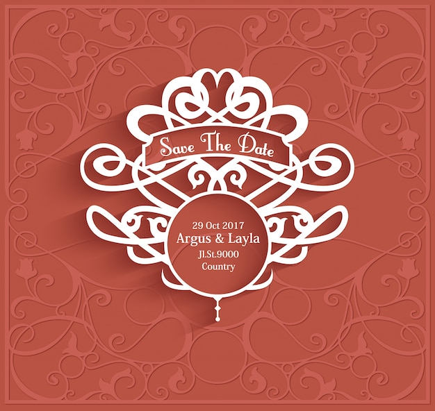 Vermillion save the date vector frame