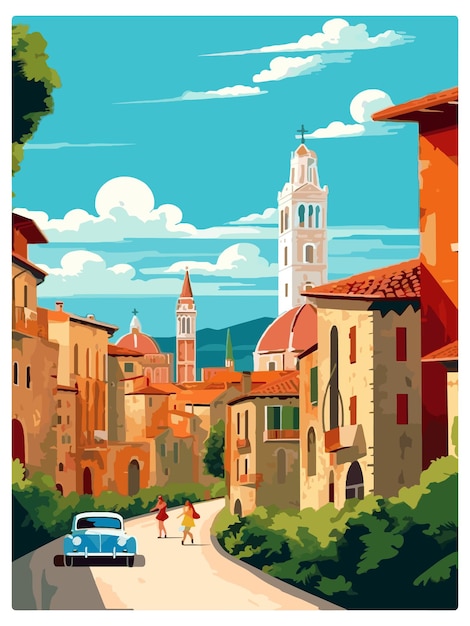 Verona italia decoración cartel de viaje vintage souvenir tarjeta postal pintura de retrato ilustración de wpa