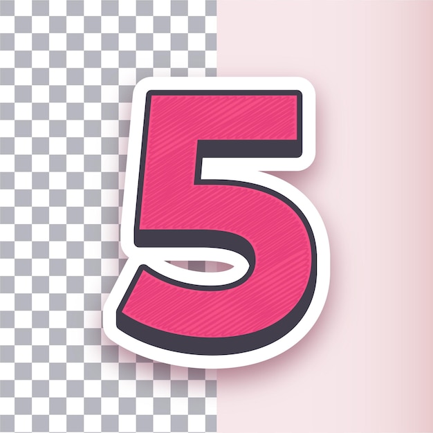 Versátil Red Sticker Vector Número 5 Diseño de íconos con fondo personalizable
