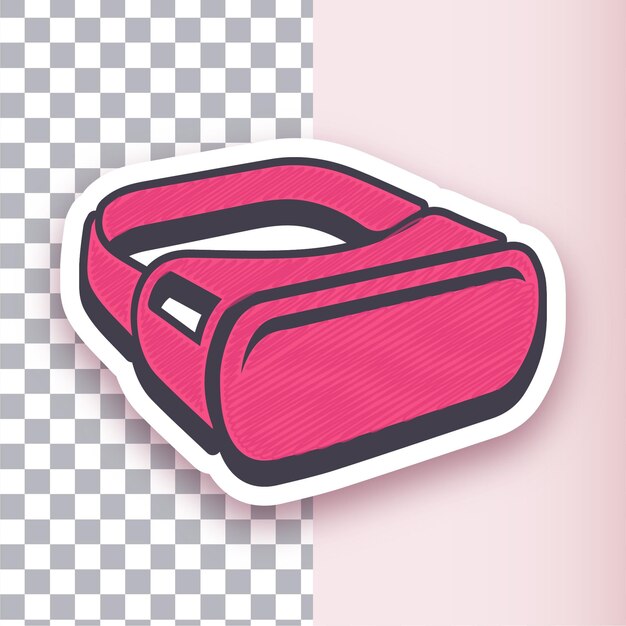 Versátil Red Sticker Vector VR Headset Diseño de icono con fondo personalizable