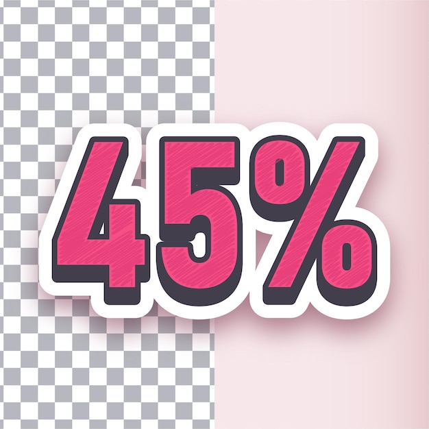 Versátil Vector de pegatinas rojas 45 por ciento Diseño de íconos con fondo personalizable