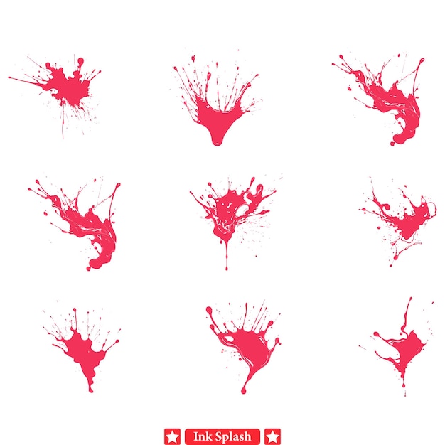 Versátiles diseños de siluetas vectoriales de salpicaduras de tinta perfectos para varias necesidades de diseño
