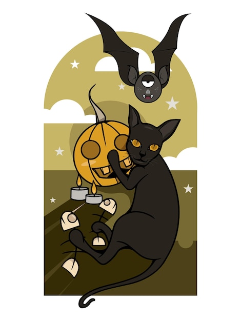 Versión 2 del gato negro de Halloween