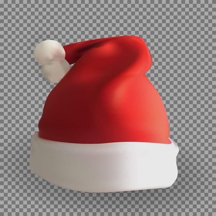 Vector versión 3d naturalista del sombrero de santa claus en transparente