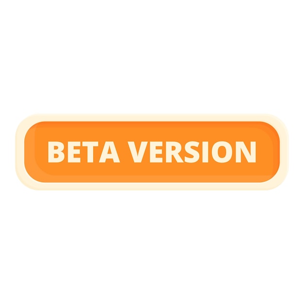 Versión beta etiqueta icono vector de dibujos animados Actualización de computadora Datos de tiempo