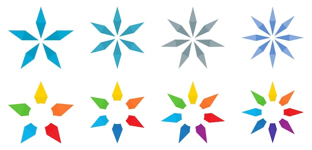 La versión con formas de estrella o copo de nieve con cinco a ocho rayos se puede usar como icono de elemento de infografía