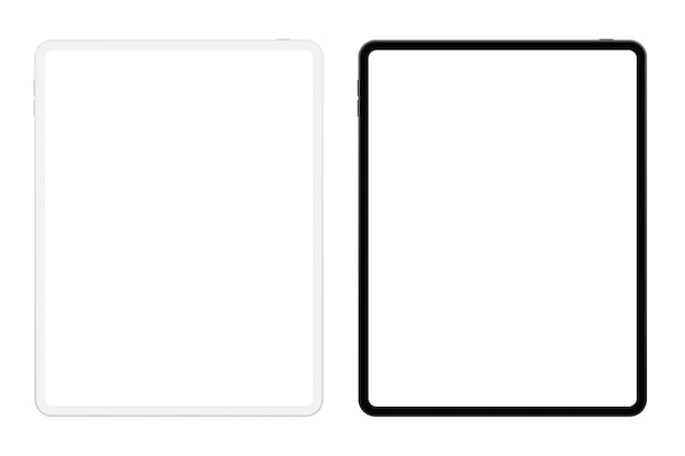 Versión realista en blanco y negro de la tableta soft pro con pantalla en blanco