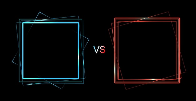 Versus concepto de pantalla. anuncio futurista de neón de una ilustración de vector de dos jugadores