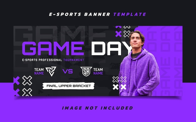 Versus esports gaming plantilla de banner con logotipo para redes sociales