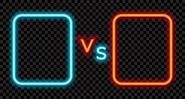 Vector versus letrero de neón símbolo de neón banner de luz publicidad nocturna brillante ilustración de neón colorido con espacio de copia ilustración vectorial