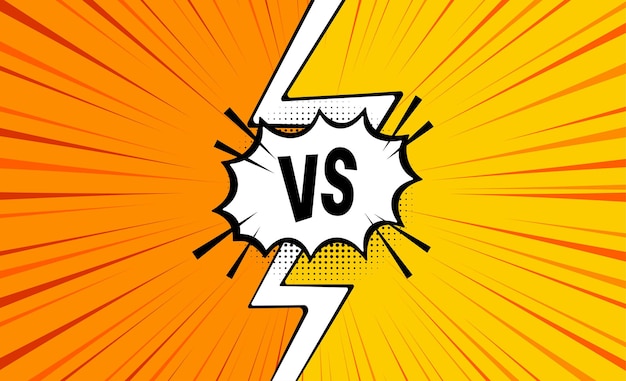 Vector versus plantilla de banner en estilo cómico ilustración vectorial.