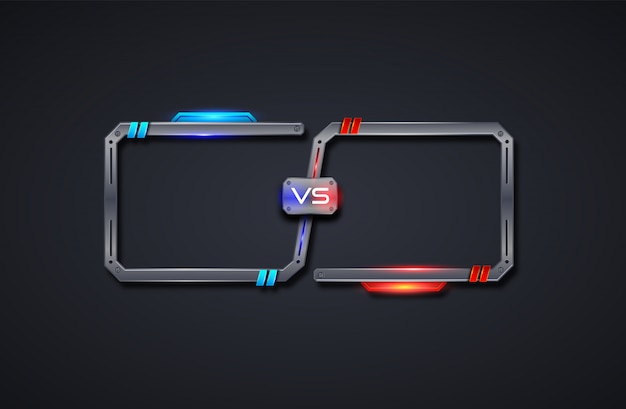Vector versus plantilla de marco de diseño de pantalla, batalla, deporte, juego, lucha .ilustraciones futuristas.