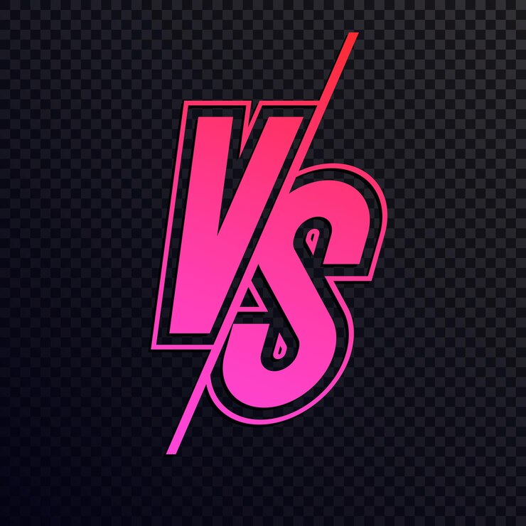 Vector versus signo de estilo de gradiente de neón moderno color rojo aislado en fondo transparente para deportes de batalla competición concurso partido juego anuncio de dos luchadores vs icono vector 10 eps