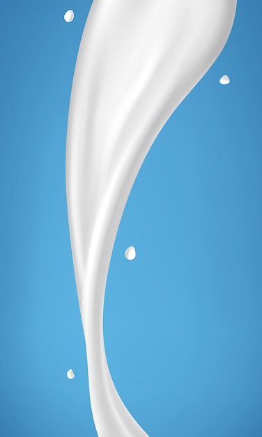 Vector verter la leche sobre fondo azul. ilustración