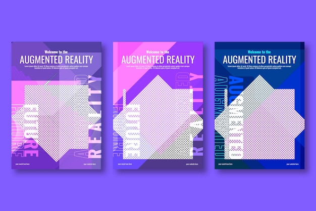 Vertical realidad aumentada metaverso neón futurista moderno para plantilla de diseño de póster