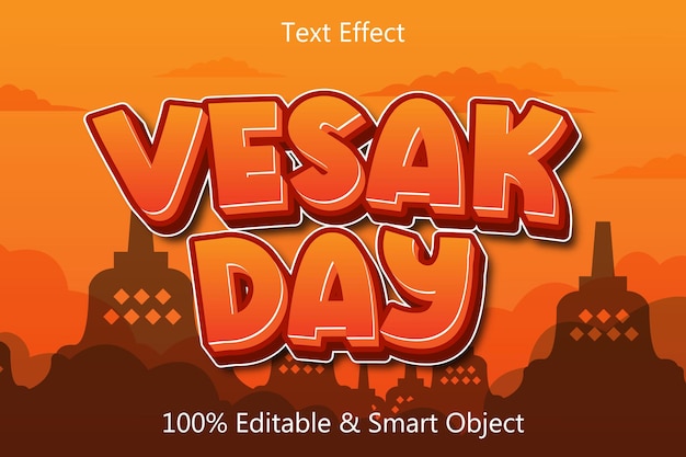 Vesak Day Editable Text Effect 3 Dimension Relieve Estilo moderno