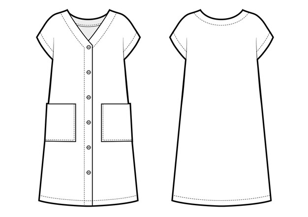 Vestido de ajuste ancho con botones en la parte delantera