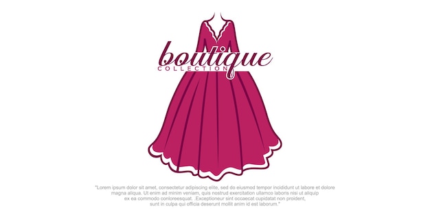 Vestido boutique boda nupcial logo plantilla ilustración vector diseño