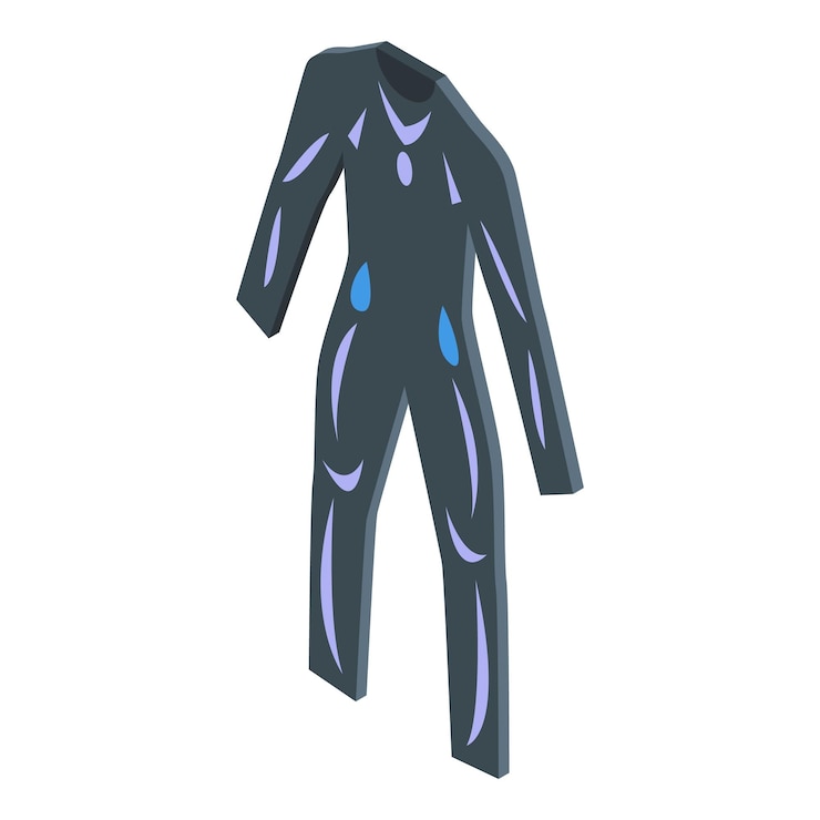 Vector vestido de buceo que muestra la estructura muscular del cuerpo icono isométrico
