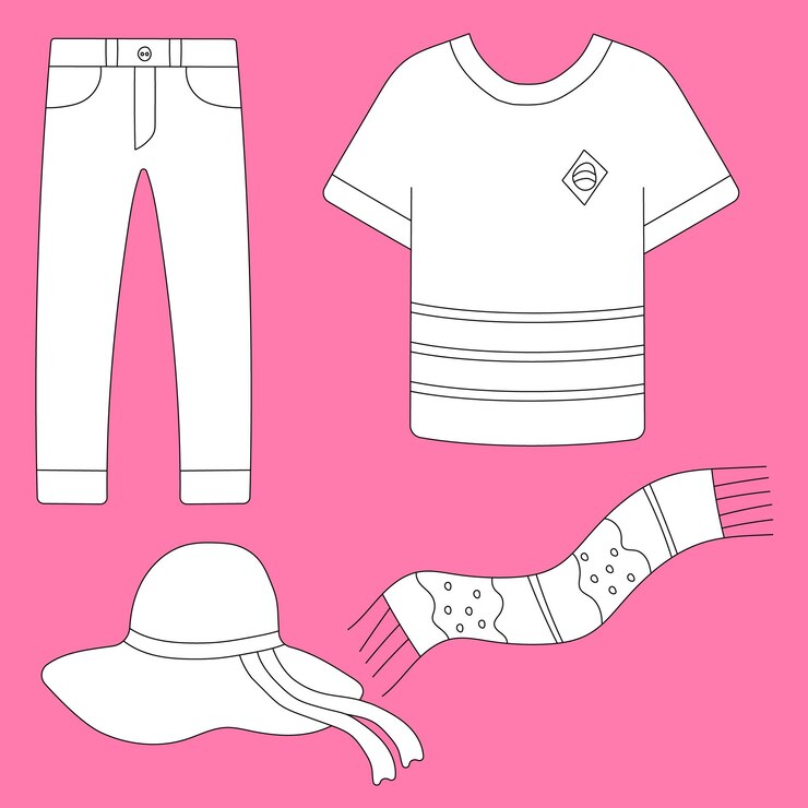Vector vestido casual de verano con pantalones vaqueros camiseta sombrero y bufanda